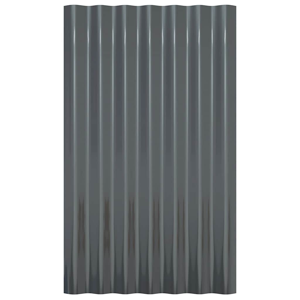 vidaXL Roof Panels 12 pcs Galvanised Steel Anthracite 60x36 cm