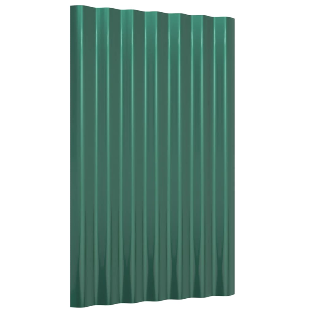 vidaXL Roof Panels 36 pcs Galvanised Steel Green 60x36 cm