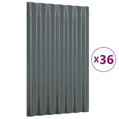 vidaXL Roof Panels 36 pcs Galvanised Steel Anthracite 60x36 cm