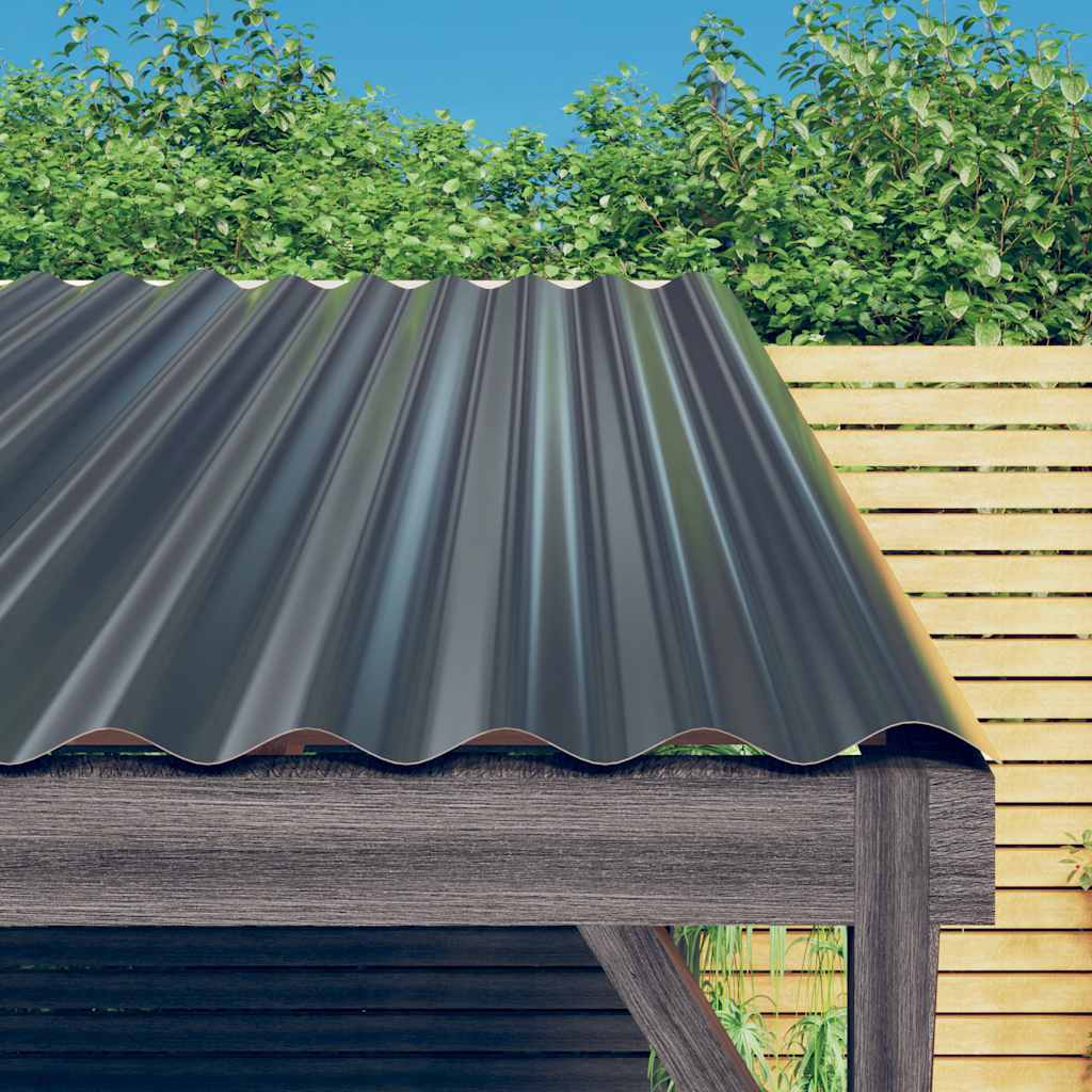 vidaXL Roof Panels 36 pcs Galvanised Steel Anthracite 60x36 cm