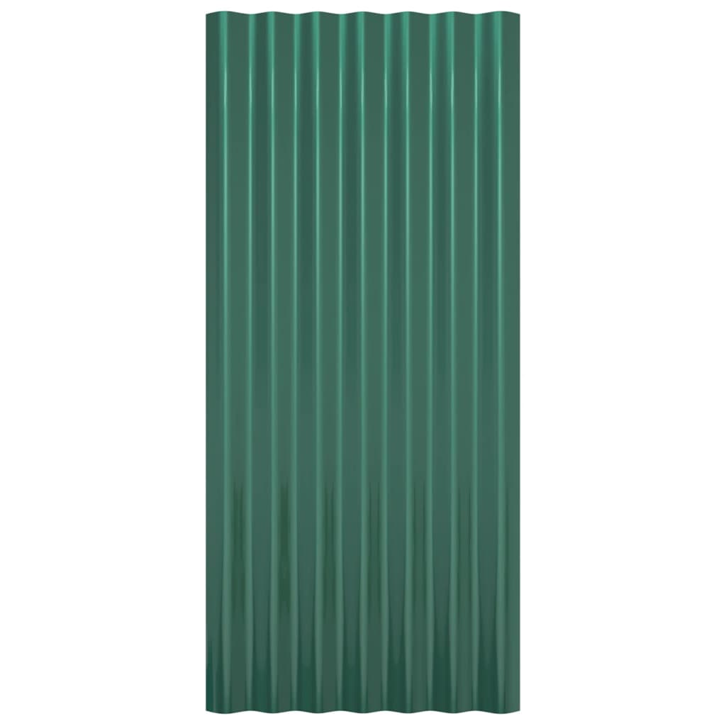 vidaXL Roof Panels 12 pcs Galvanised Steel Green 80x36 cm