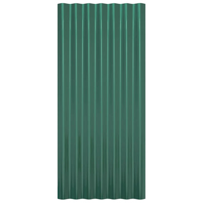 vidaXL Roof Panels 12 pcs Galvanised Steel Green 80x36 cm