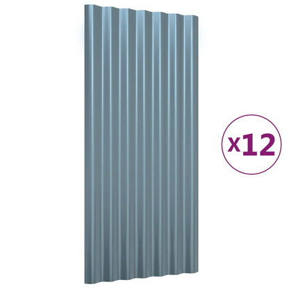 vidaXL Roof Panels 12 pcs Galvanised Steel Grey 80x36 cm