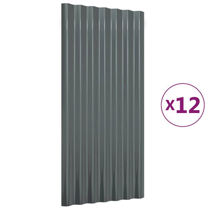 vidaXL Roof Panels 12 pcs Galvanised Steel Anthracite 80x36 cm