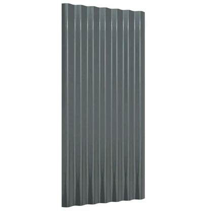 vidaXL Roof Panels 12 pcs Galvanised Steel Anthracite 80x36 cm