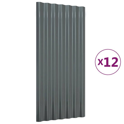 vidaXL Roof Panels 12 pcs Galvanised Steel Anthracite 80x36 cm