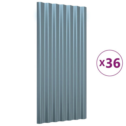 vidaXL Roof Panels 36 pcs Galvanised Steel Grey 80x36 cm