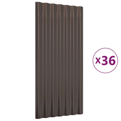 vidaXL Roof Panels 36 pcs Galvanised Steel Brown 80x36 cm