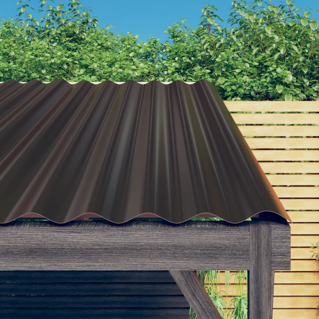 vidaXL Roof Panels 36 pcs Galvanised Steel Brown 80x36 cm