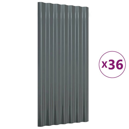 vidaXL Roof Panels 36 pcs Galvanised Steel Anthracite 80x36 cm