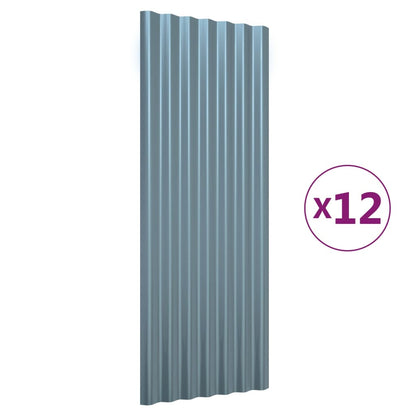 vidaXL Roof Panels 12 pcs Galvanised Steel Grey 100x36 cm