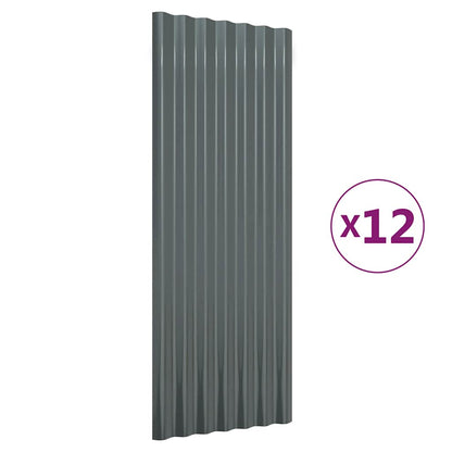 vidaXL Roof Panels 12 pcs Galvanised Steel Anthracite 100x36 cm