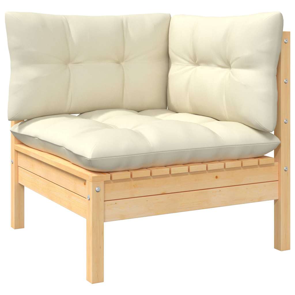 vidaXL 2-Seater Garden Sofa with Cream Cushions Solid Pinewood