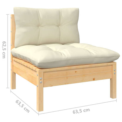 vidaXL 4 Piece Garden Lounge Set with Cream Cushions Pinewood