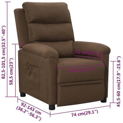 vidaXL Recliner Chair Brown Fabric