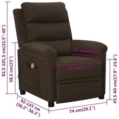 vidaXL Massage Chair Dark Brown Fabric