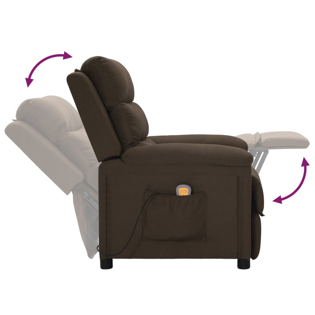vidaXL Massage Chair Dark Brown Fabric