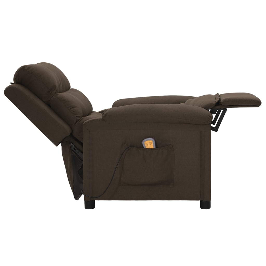 vidaXL Massage Chair Dark Brown Fabric