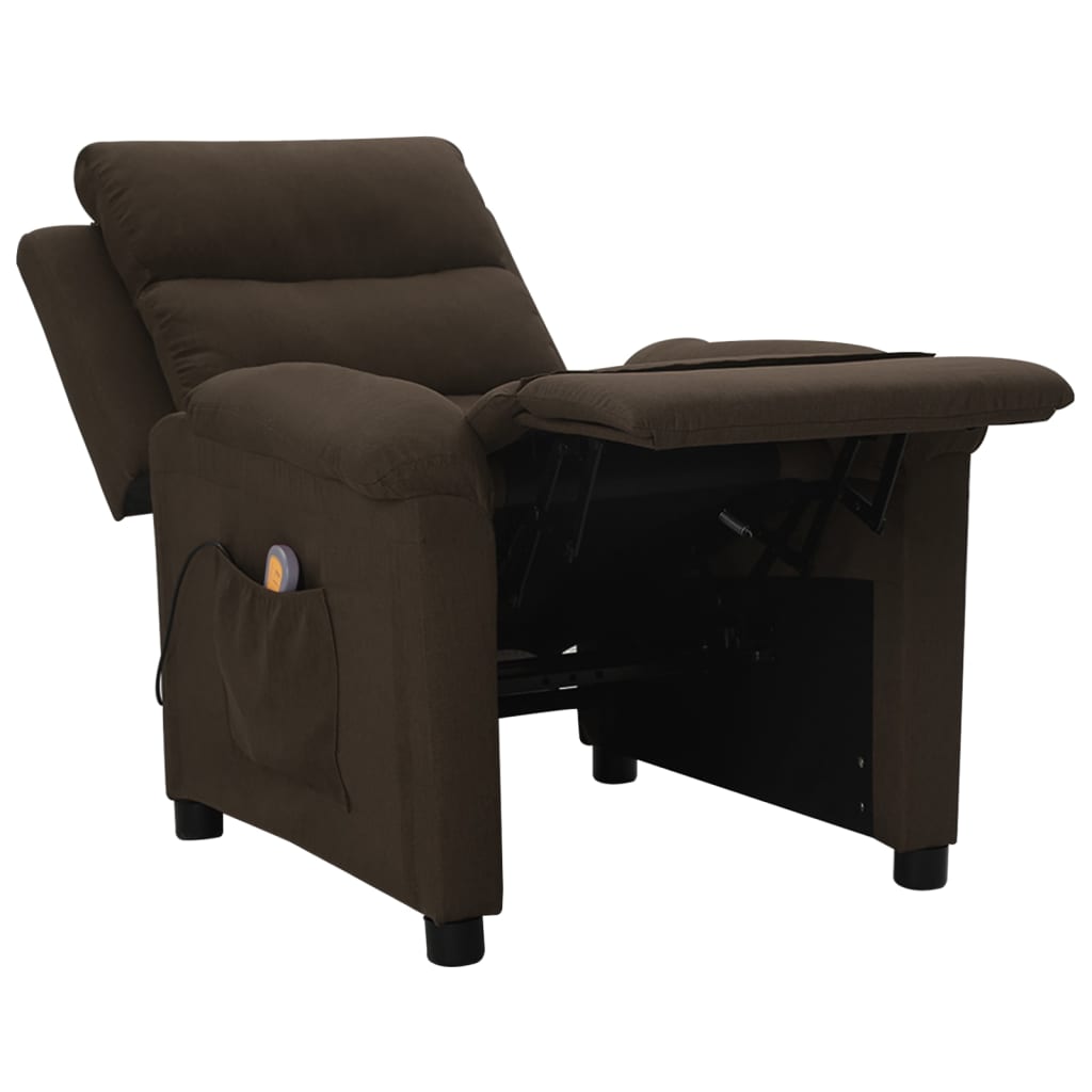 vidaXL Massage Chair Dark Brown Fabric