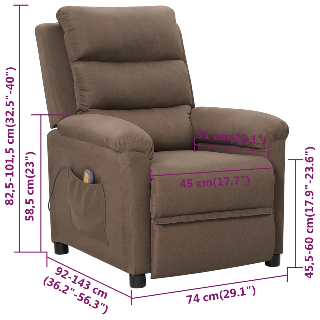 vidaXL Massage Chair Taupe Fabric