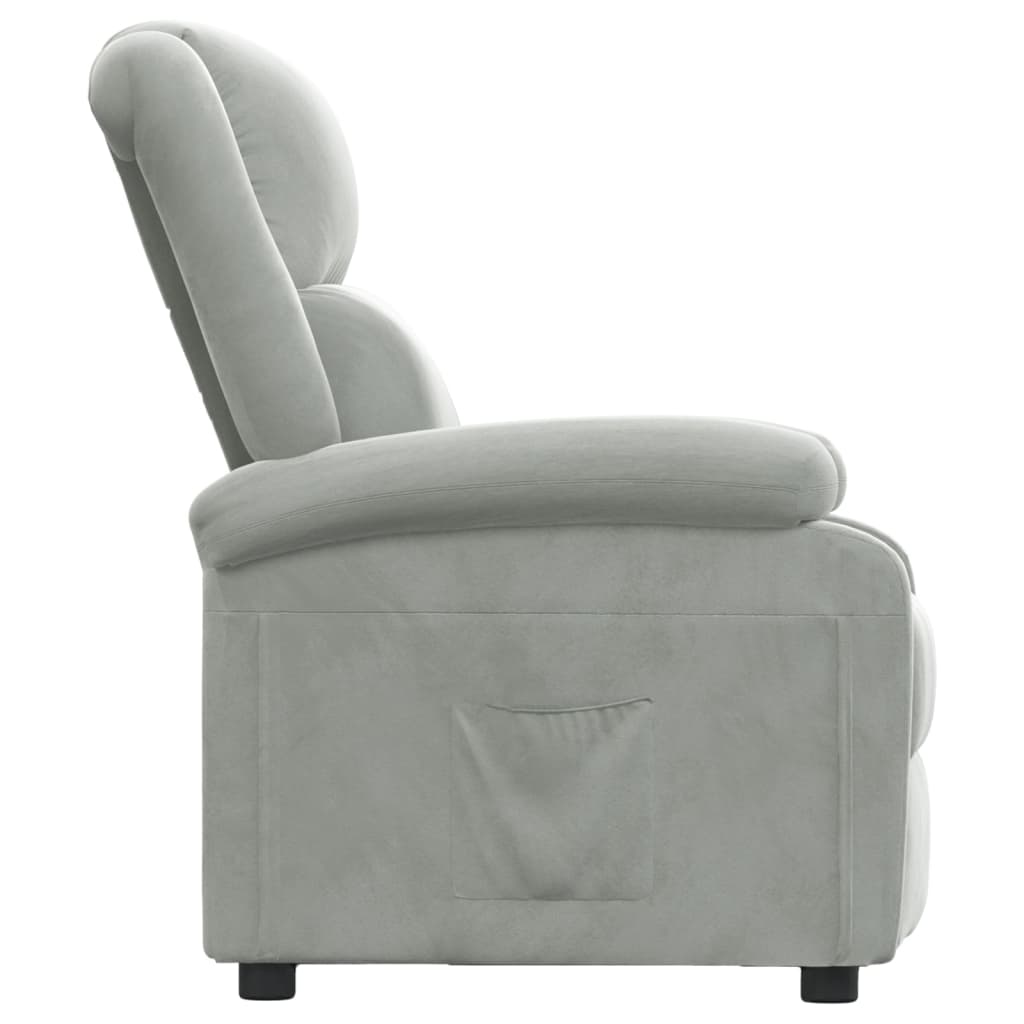 vidaXL Recliner Chair Light Grey Velvet