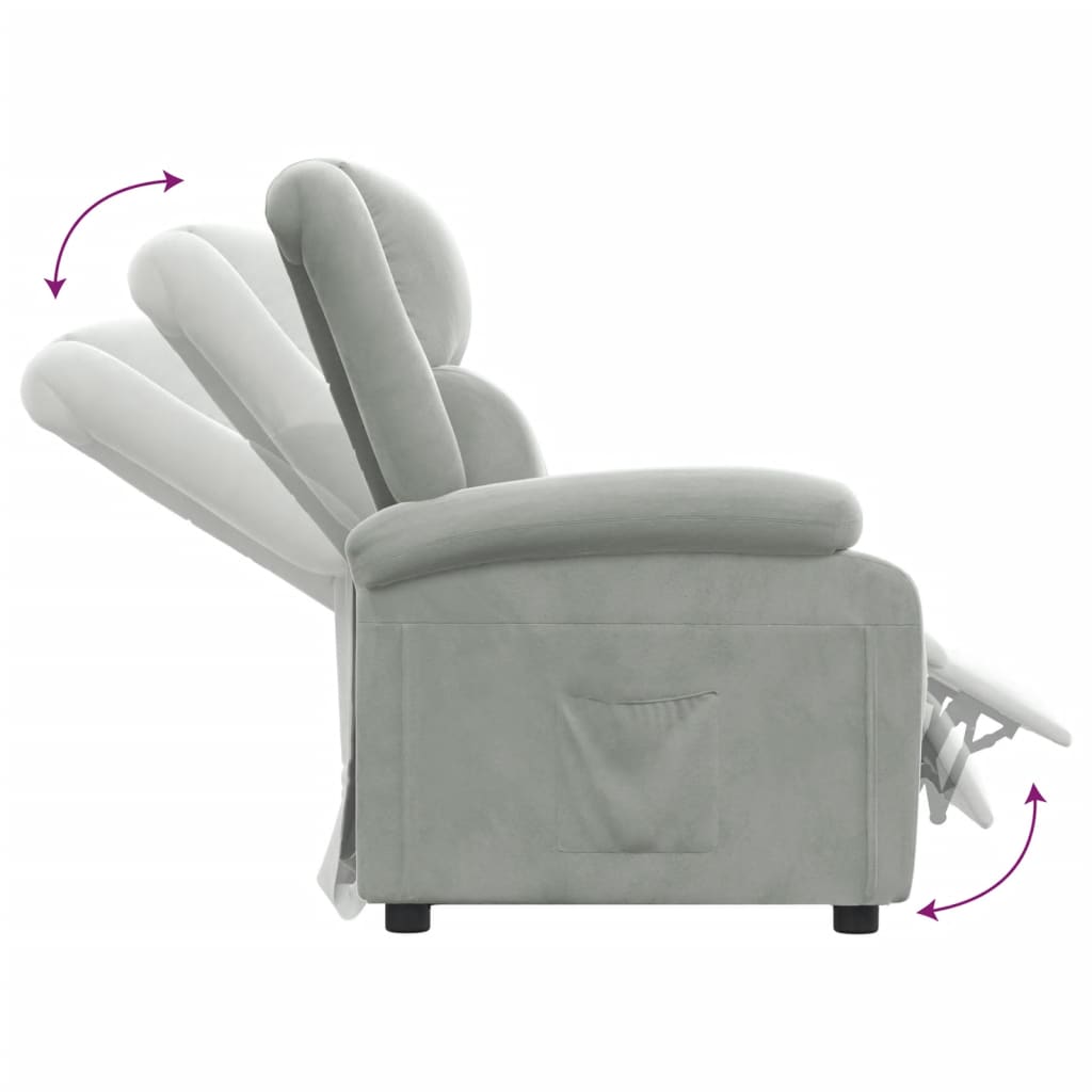 vidaXL Recliner Chair Light Grey Velvet