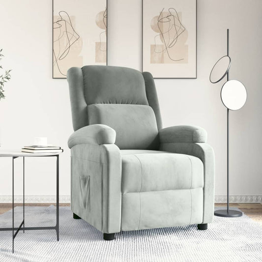 vidaXL Recliner Chair Light Grey Velvet