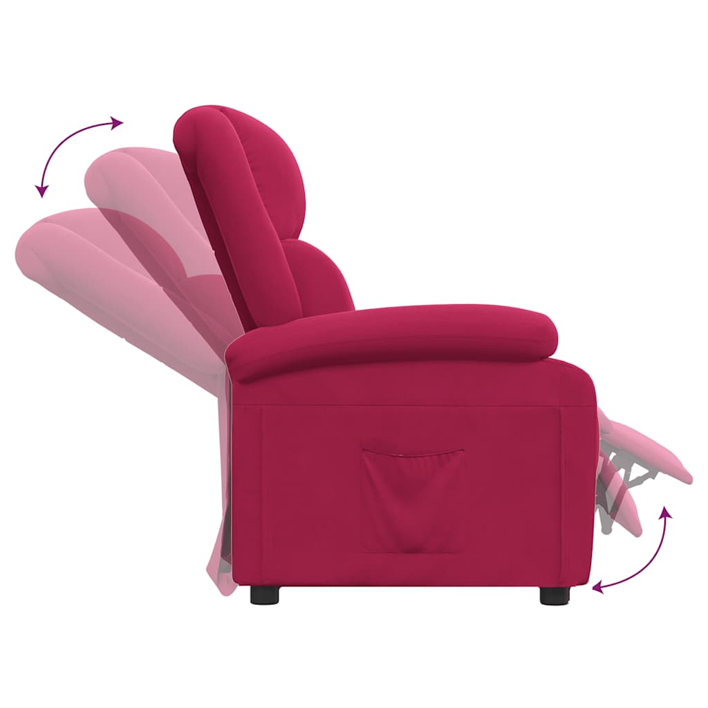 vidaXL Recliner Chair Wine Red Velvet