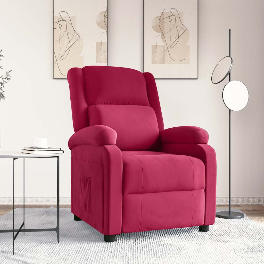 vidaXL Recliner Chair Wine Red Velvet