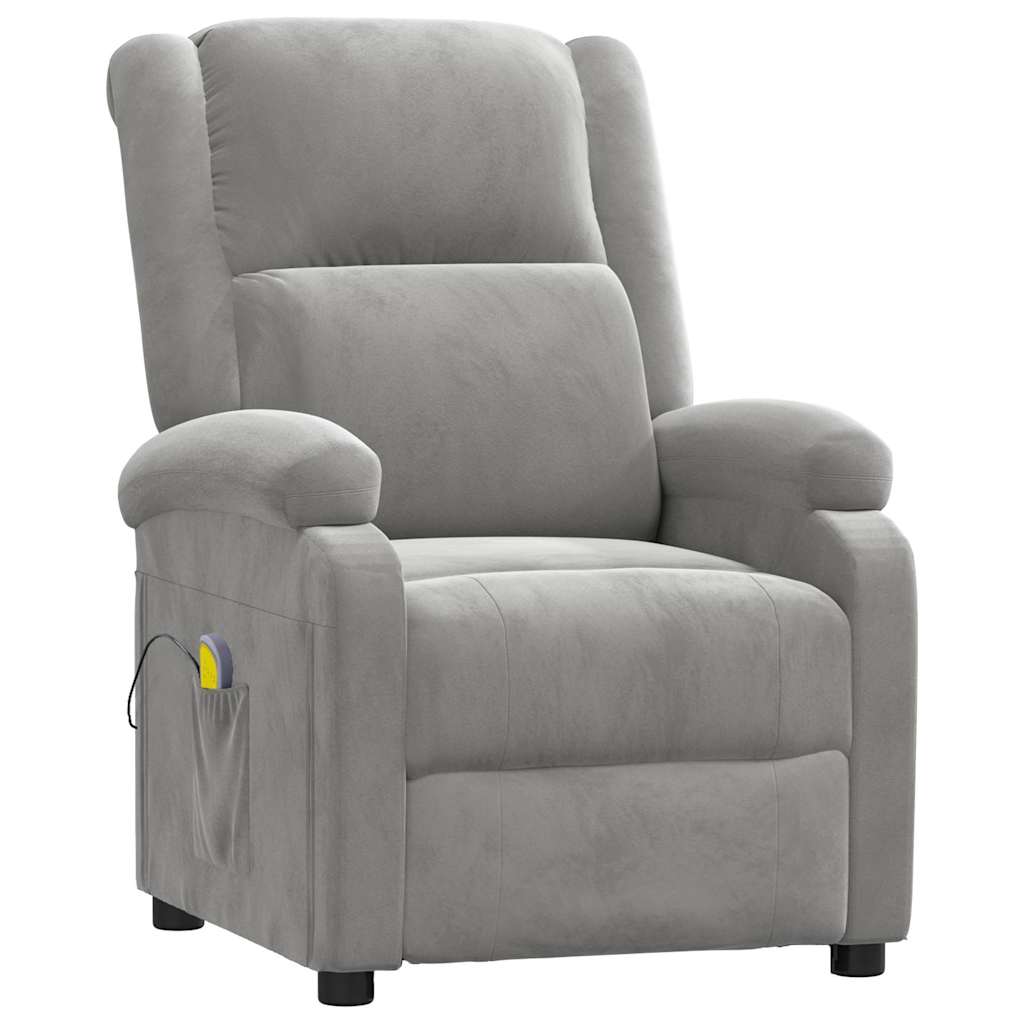 vidaXL Massage Chair Light Grey Velvet