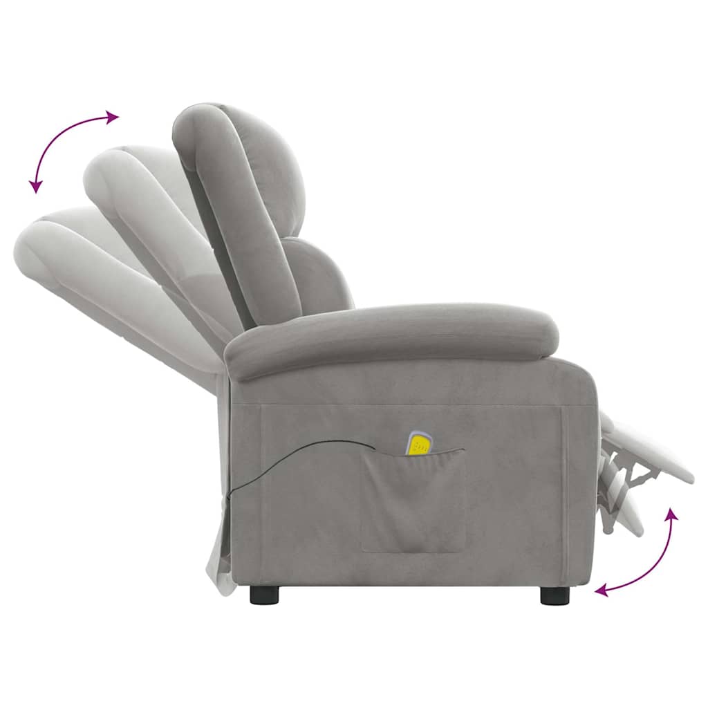 vidaXL Massage Chair Light Grey Velvet