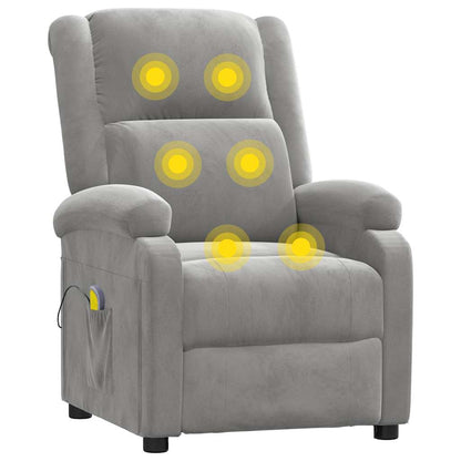 vidaXL Massage Chair Light Grey Velvet