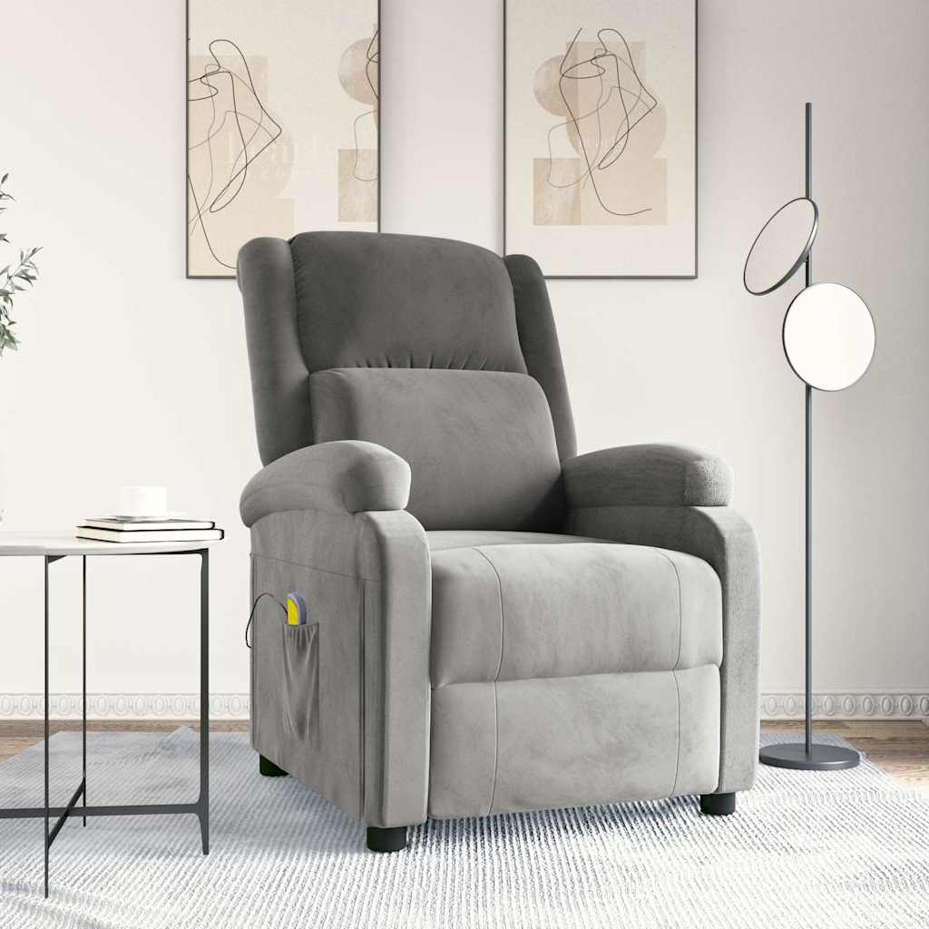 vidaXL Massage Chair Light Grey Velvet