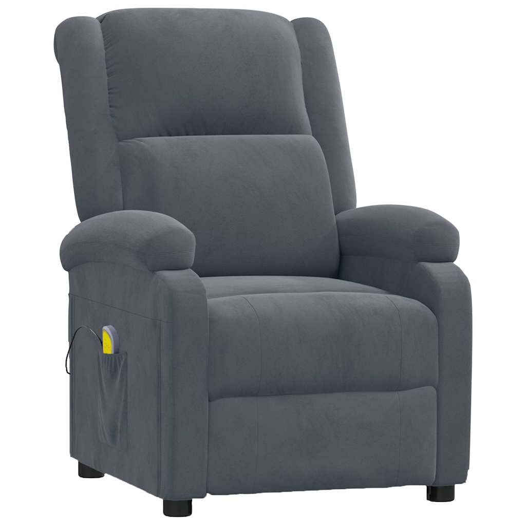 vidaXL Massage Chair Dark Grey Velvet