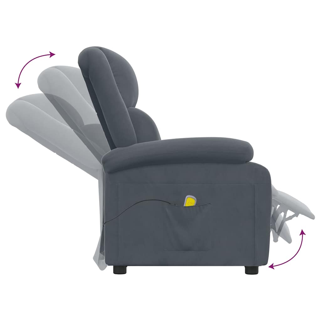 vidaXL Massage Chair Dark Grey Velvet