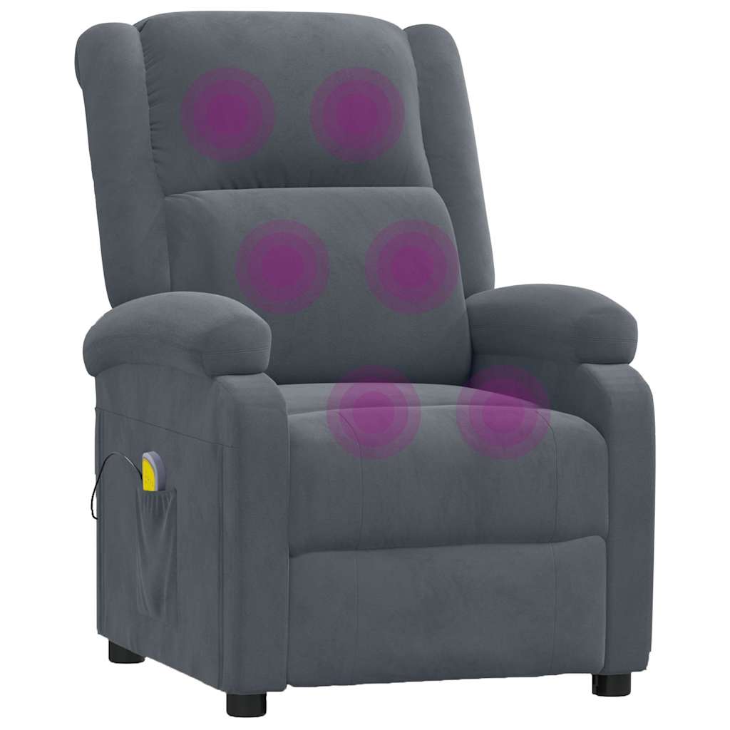 vidaXL Massage Chair Dark Grey Velvet