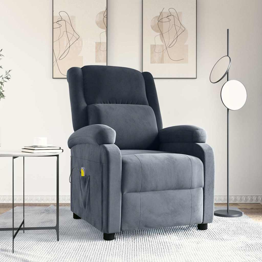vidaXL Massage Chair Dark Grey Velvet