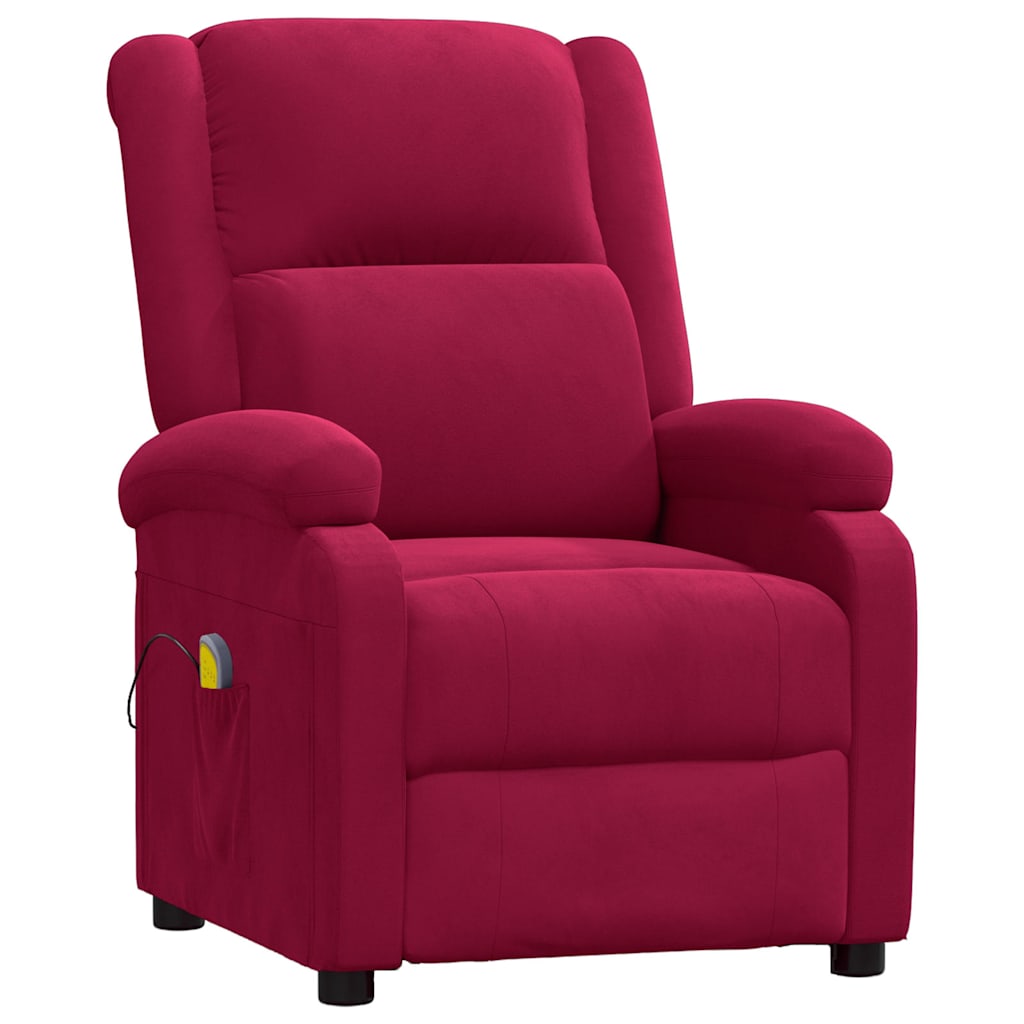 vidaXL Massage Chair Wine Red Velvet