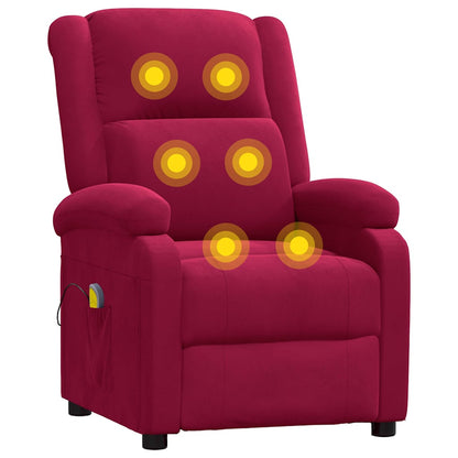 vidaXL Massage Chair Wine Red Velvet