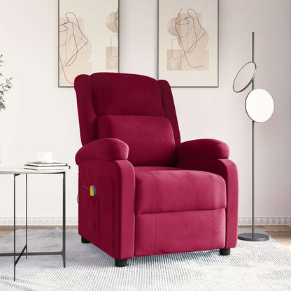 vidaXL Massage Chair Wine Red Velvet