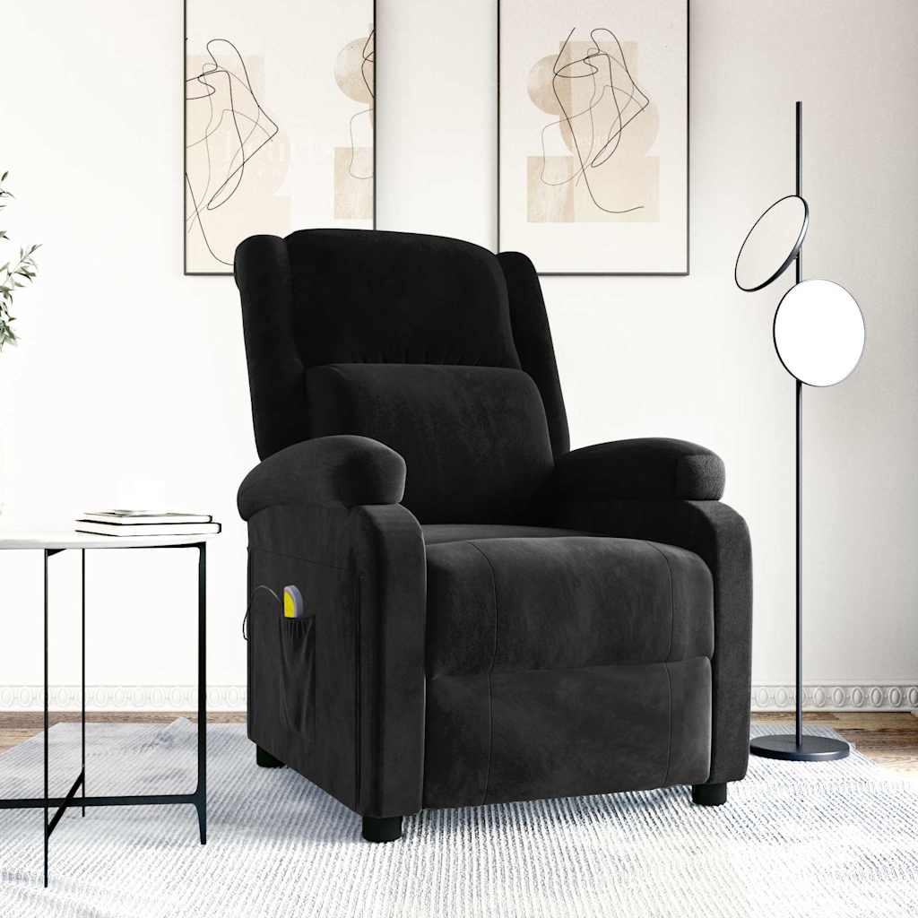 vidaXL Massage Chair Black Velvet