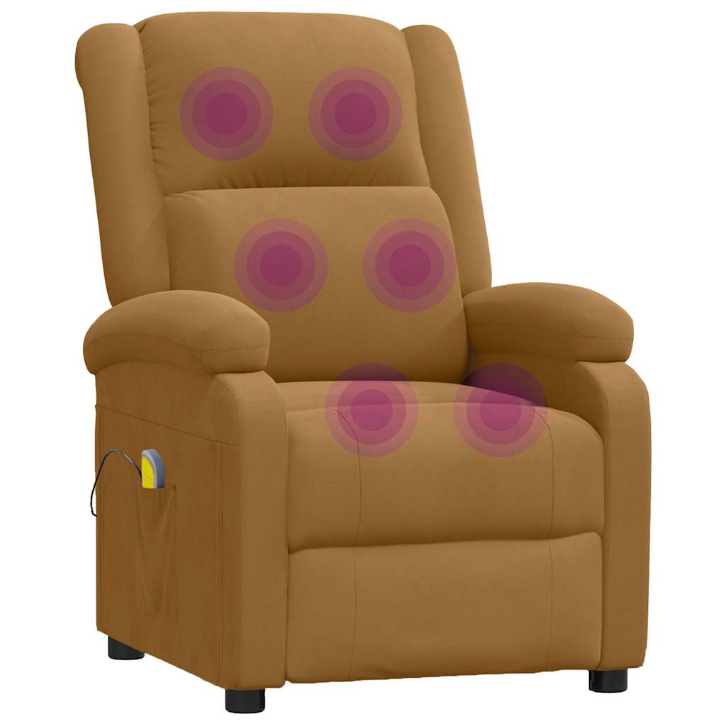 vidaXL Massage Chair Brown Velvet