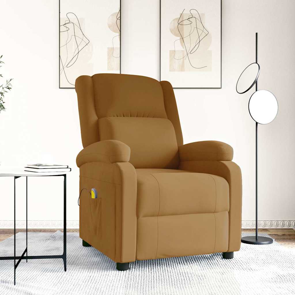 vidaXL Massage Chair Brown Velvet