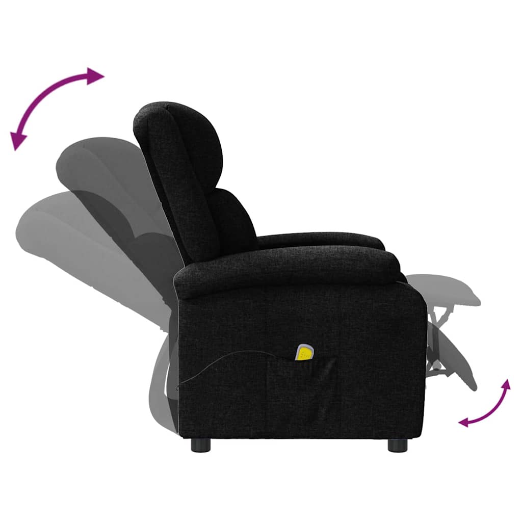 vidaXL Wing Back Massage Chair Black Fabric