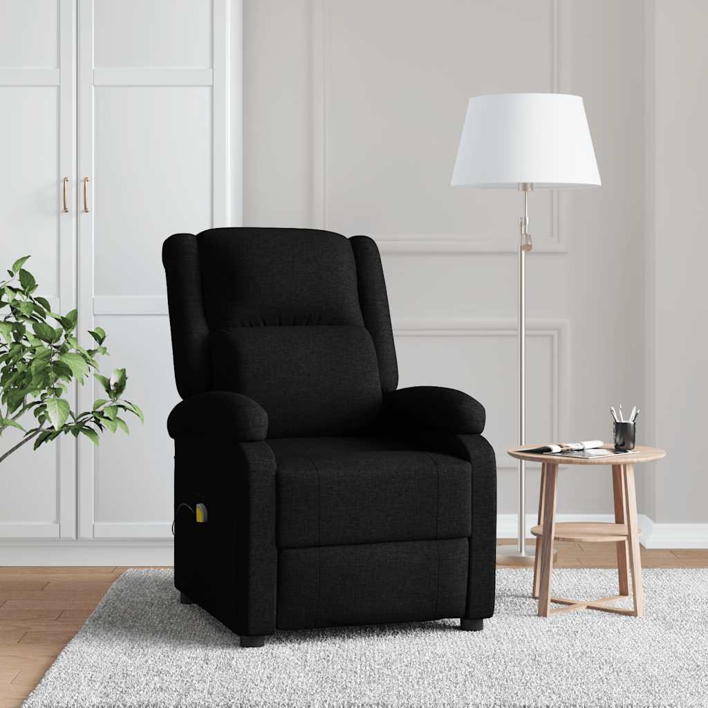 vidaXL Wing Back Massage Chair Black Fabric