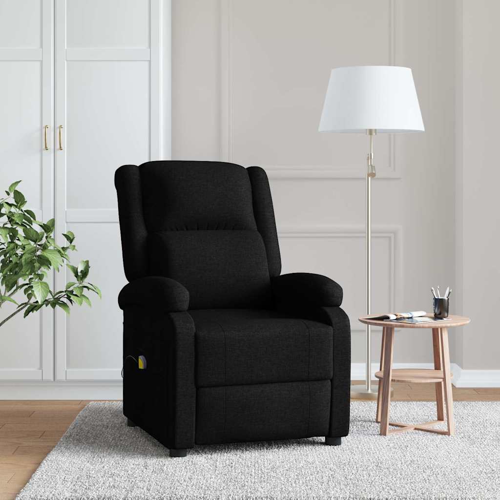 vidaXL Wing Back Massage Chair Black Fabric