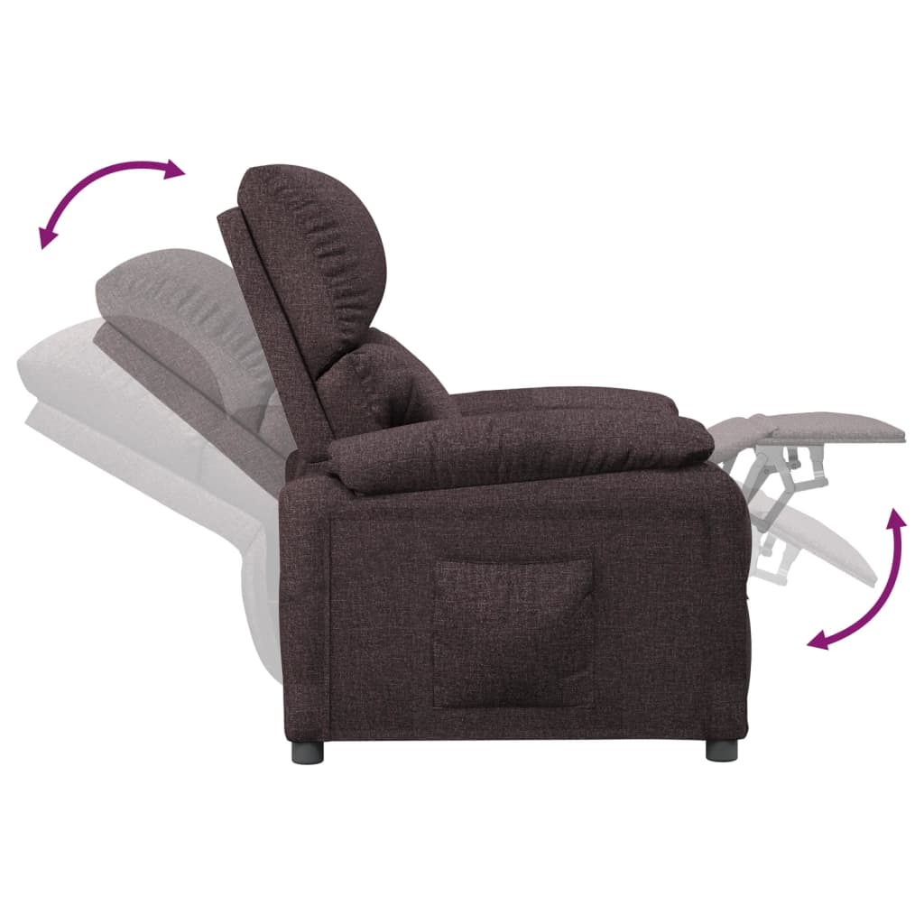vidaXL Recliner Chair Dark Brown Fabric