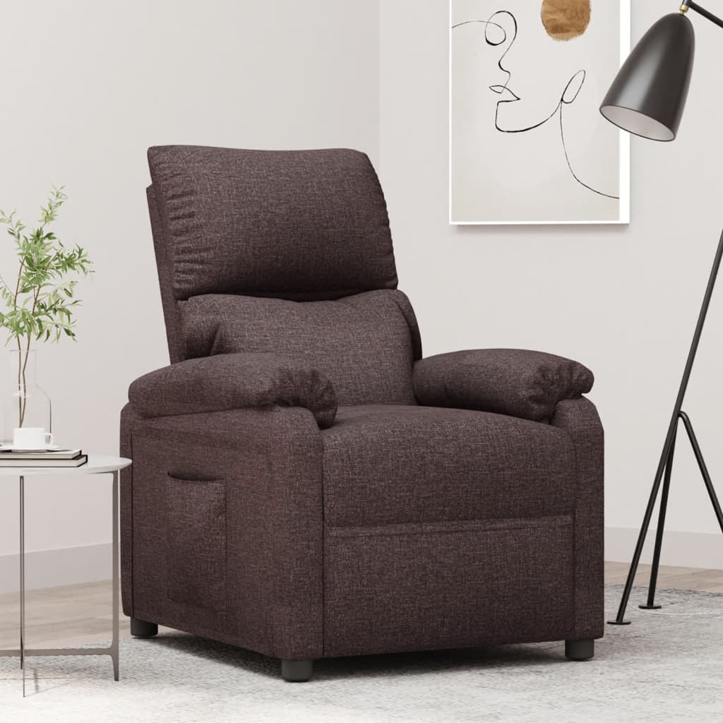 vidaXL Recliner Chair Dark Brown Fabric