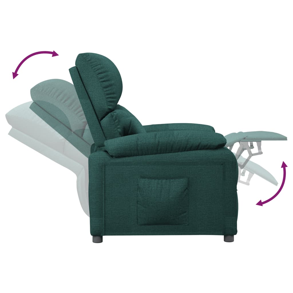 vidaXL Recliner Chair Dark Green Fabric