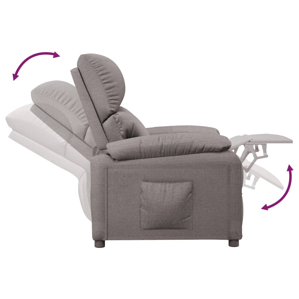 vidaXL Recliner Chair Taupe Fabric